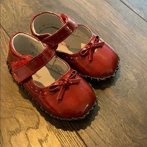 Pediped patent red crib shoes